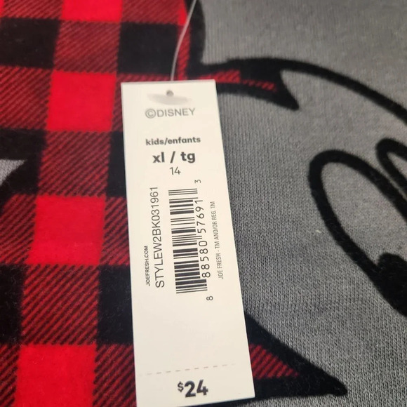 3 for $30! Joe Fresh Disney Kids Plaid  Mickey Mouse Sweatshirt Gray NWT - Picture 3 of 6